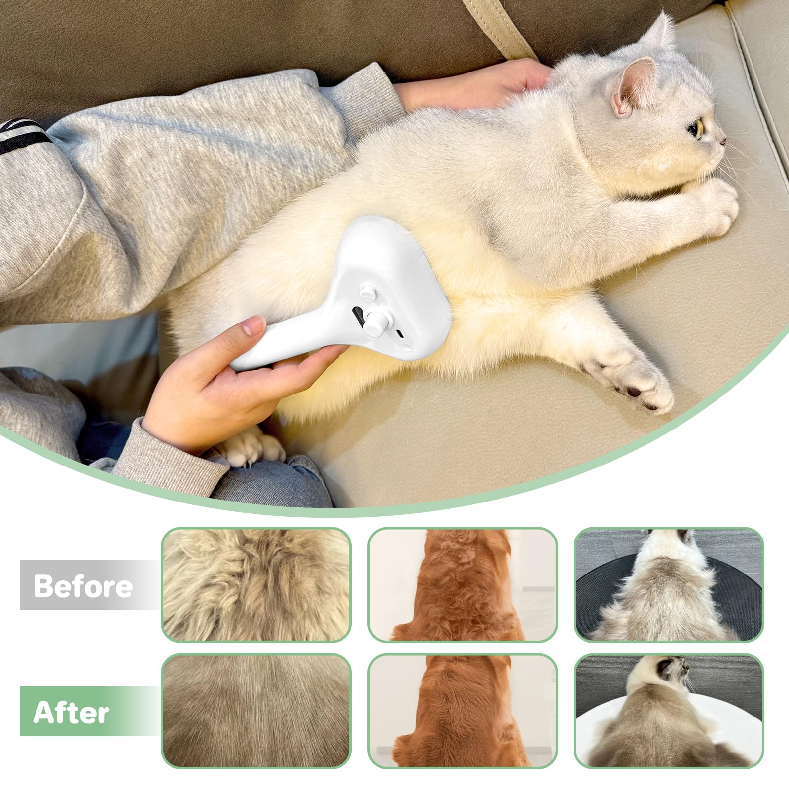 ETACCU 3-in-1 Pet Steam Brush for Dogs & Cats - Self-Cleaning Grooming Tool with Release Button to Remove Tangled & Loose Hair for Long/Short Haired Pets | Perfect for Shedding Control & At-Home Pet Grooming Sessions