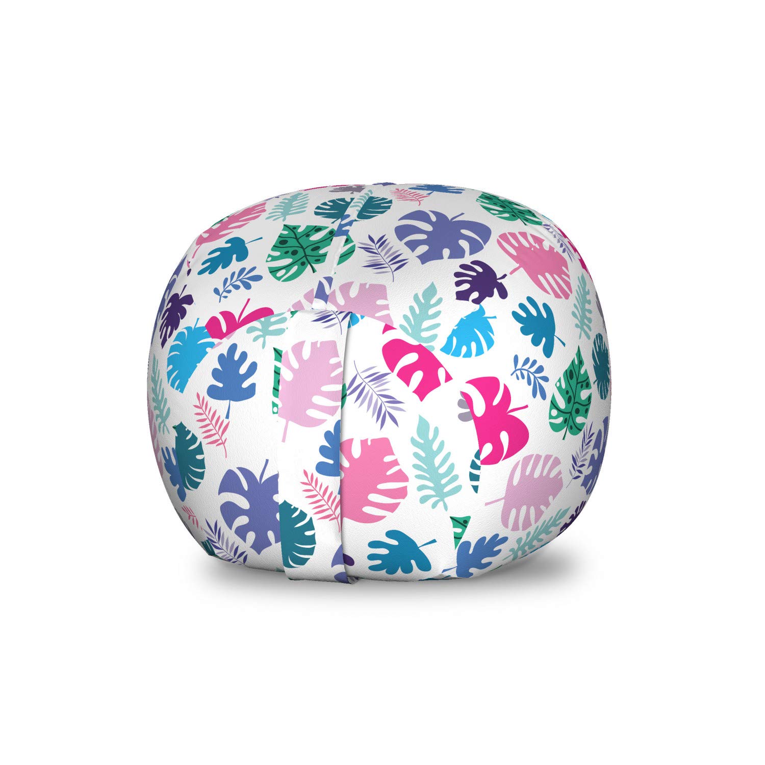 Ambesonne Hawaii Toy Storage Bag Chair - Colorful Tropical Leaf Pattern on Plain Background, Washable Stuffed Animal Organizer (Small, Multicolor) - Perfect for Kids' Room, Beach House & Summer Decor