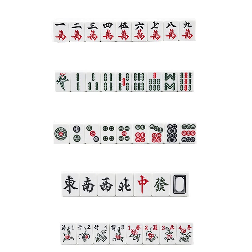 Premium Portable Chinese Mahjong Set - 144 Melamine Tiles with Aluminum Carrying Case | Classic Green 38mm Mahjong Game Set with 4 Dice | Perfect for Family Game Nights, Parties & Cultural Events