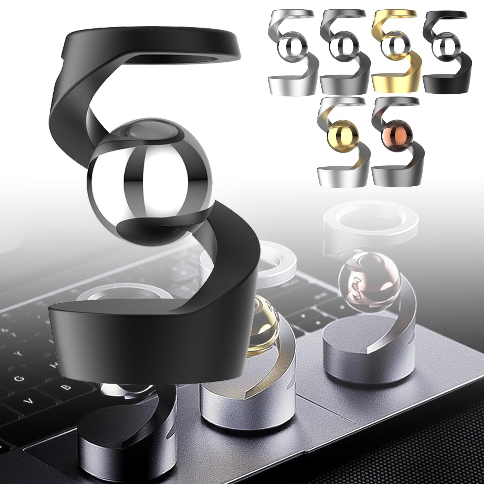 Outfany Kinetic Dream Levitating Desk Toy - Gravity Defying Perpetual Motion Office Decor for Stress Relief & Focus | Black Metal Floating Kinetic Art for Home, Office Desk & Meditation Space