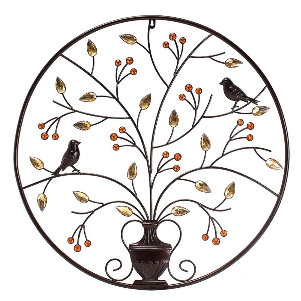 Vintage Black Metal Owl Wall Art - Handcrafted Iron Tree Sculpture with Birds for Home & Outdoor Decor (62cm/24.4