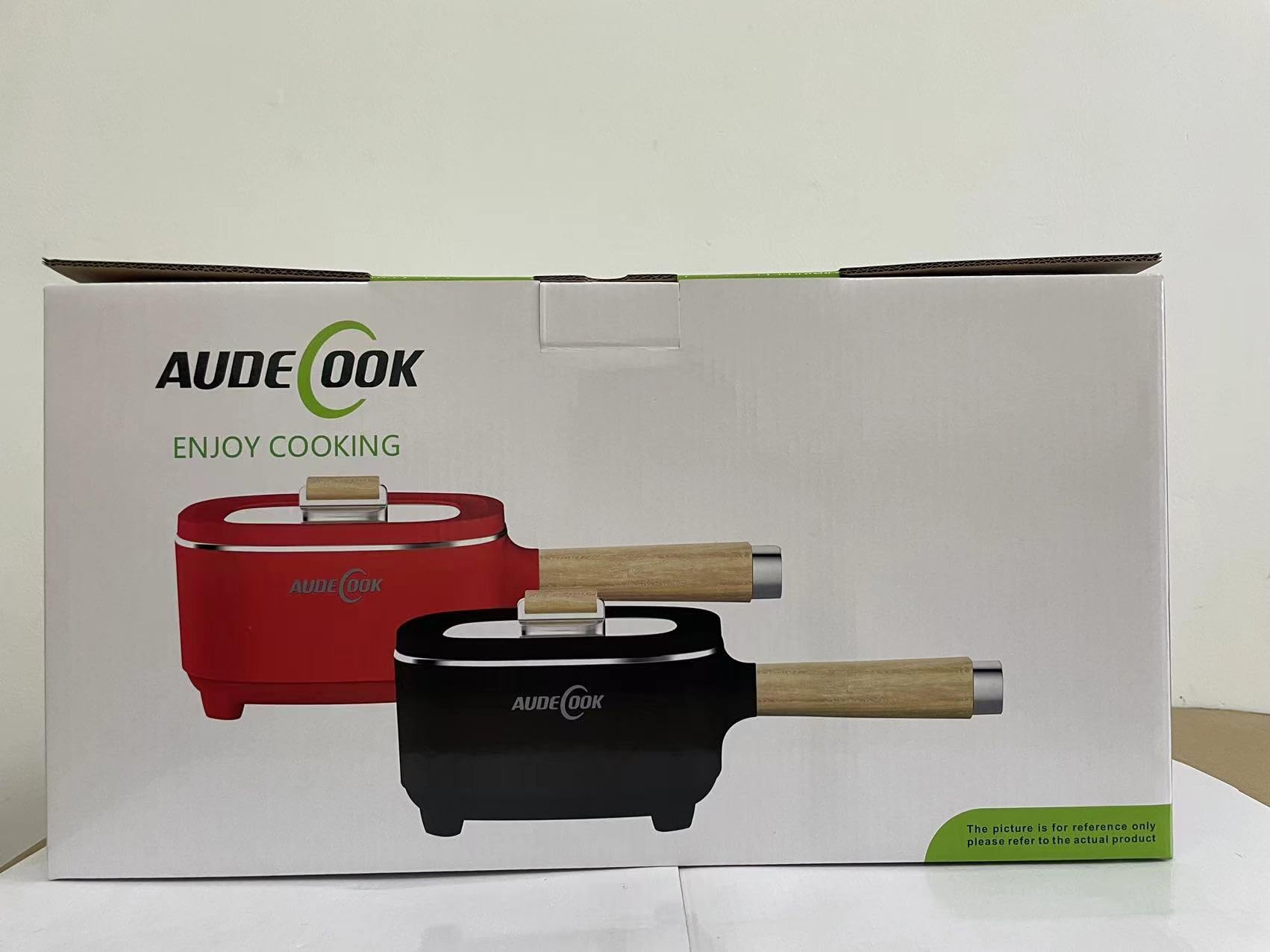 Audecook 2L Electric Hot Pot with Ceramic Non-Stick Coating - 8 Inch Portable Travel Cooker for Ramen, Steak, Fried Rice & Soup | Dual Power Control | Includes Silicone Spatula | Perfect for Dorm, Office, Camping & Small Kitchen Cooking