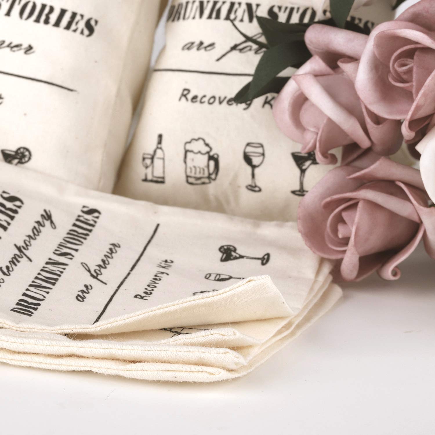 20 Pack Whaline Drawstring Cotton Muslin Bags for Bachelorette Party, Bridal Shower, Wedding Favors & Hen Night - 10x15cm Eco-Friendly Gift Bags for Recovery Kits, Decorations & Party Favors