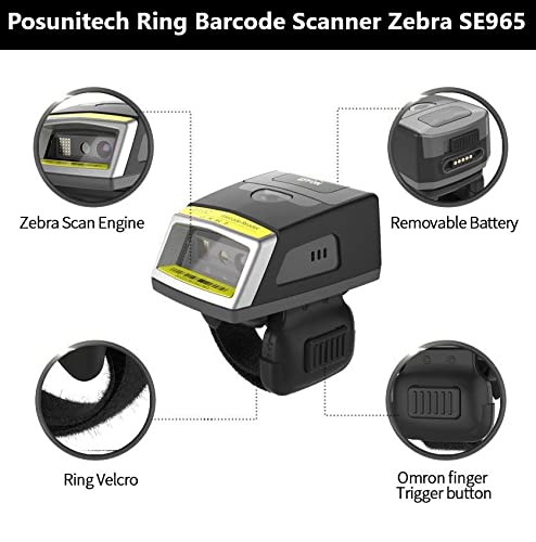 1D 2D Wireless Bluetooth Mini Ring Barcode Scanner - IP65 Waterproof, Compatible with Zebra SE4107, iOS & Android - Includes TPU+PC Case, 550mAh Replaceable Battery & Charger - Perfect for Retail, Warehouse & Inventory Management