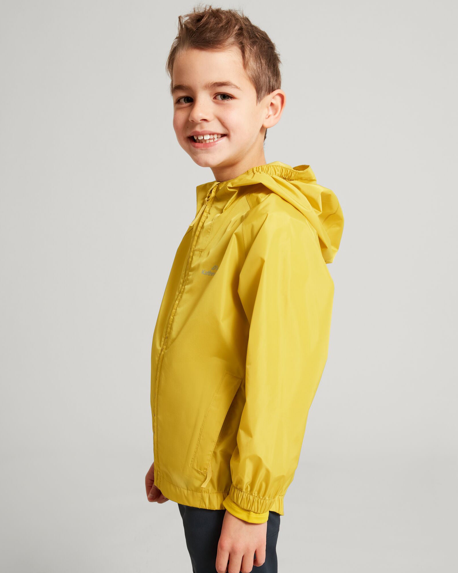 2L Kids Rain Jacket Waterproof Lightweight - Pocket it v4 Kowhai Yellow for Outdoor Play & School Commute