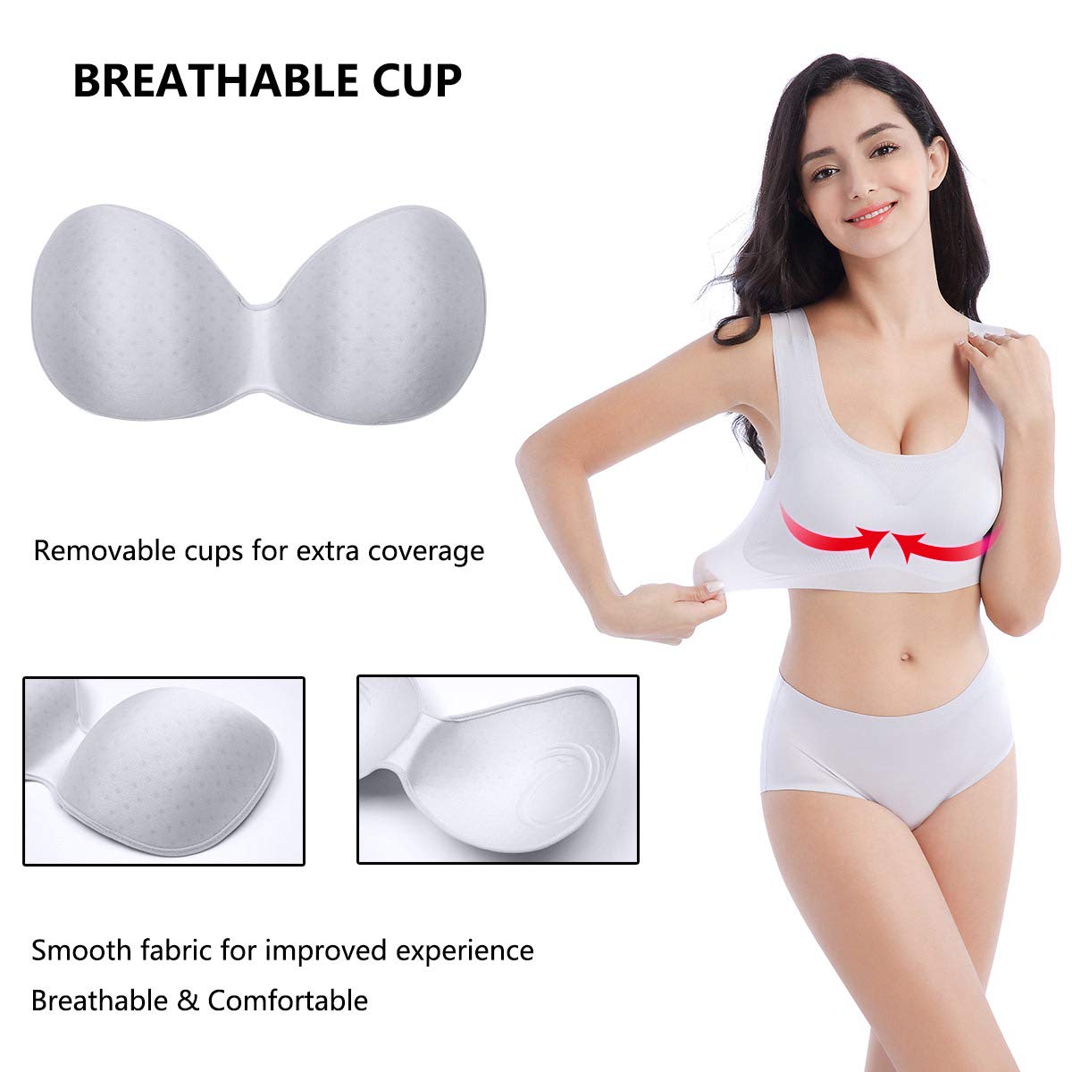 FEOYA Women's Seamless Sports Bras - Wireless Comfort Yoga Bras for Workout, Running & Sleep - Soft Supportive Lounge Bras for Daily Wear