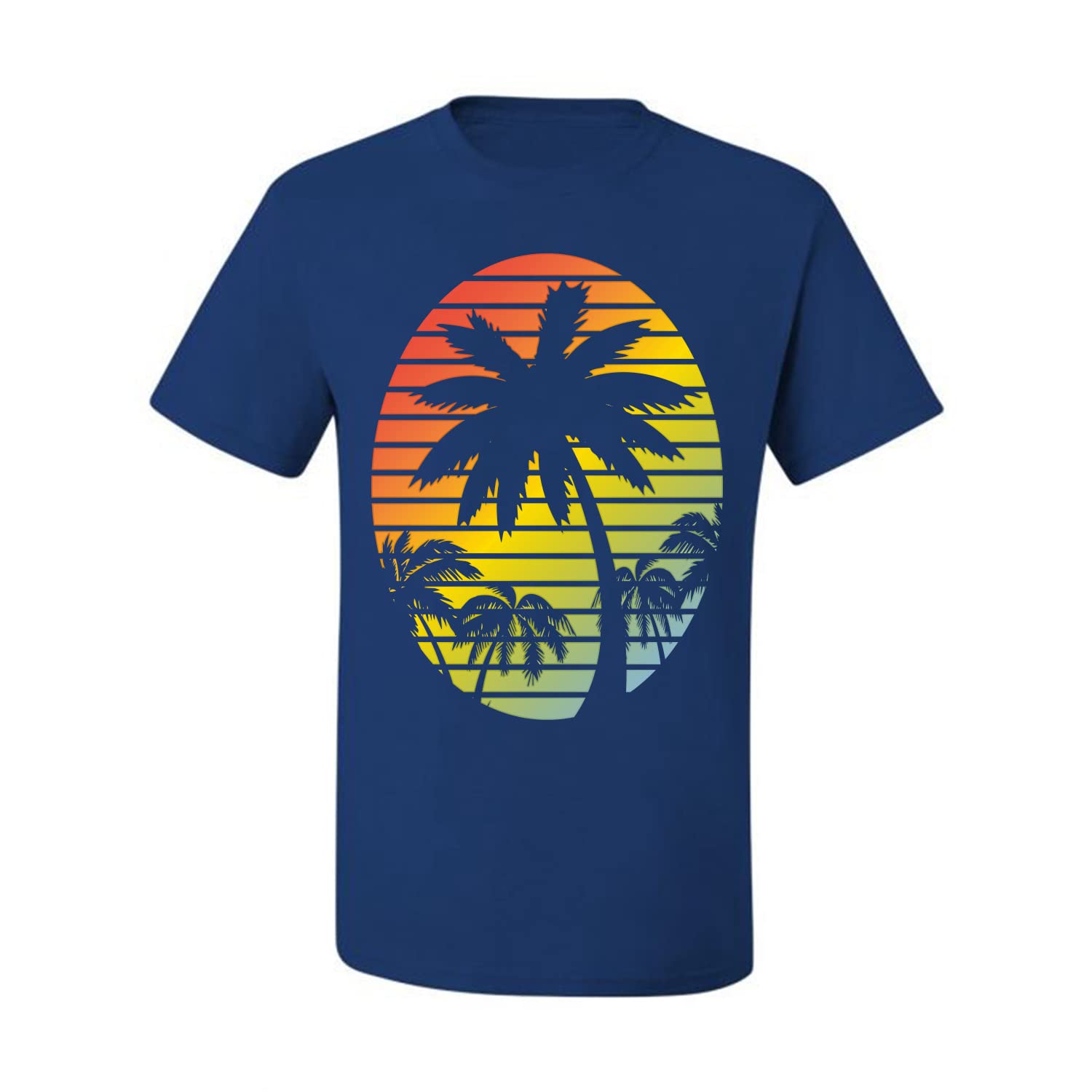 Trendy Men's Graphic T-Shirt with Tropical Palm Tree Sunset Silhouette Design | Cool Pop Culture Tee for Beach Vacation, Summer Outings & Casual Wear