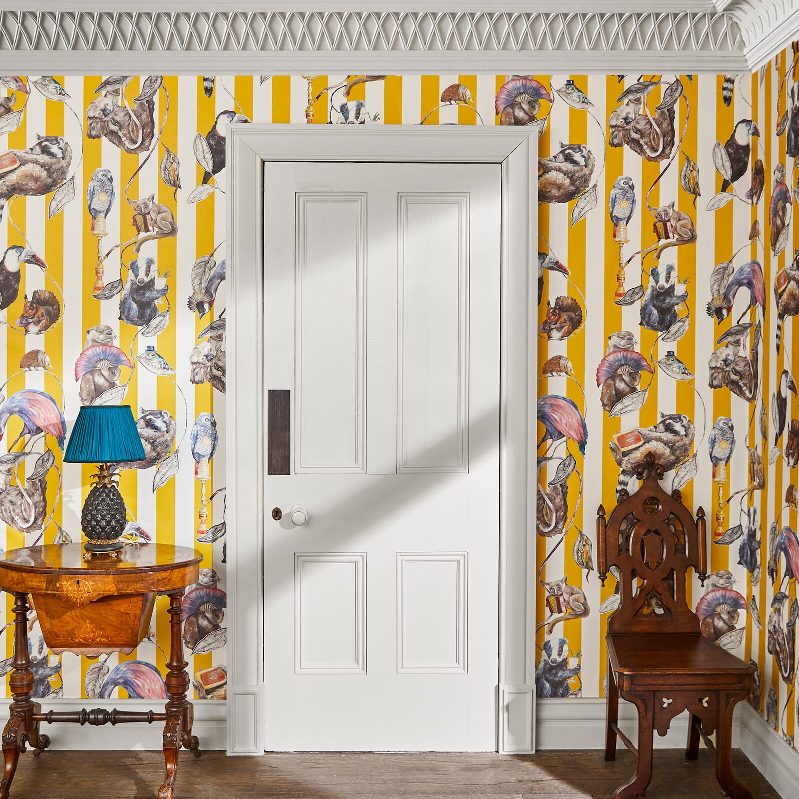 HACKNEY EMPIRE Wallpaper Ochre Stripe - Premium Peel and Stick Wallpaper for Living Room, Bedroom, Kitchen - Easy DIY Home Decor Removable Wallpaper