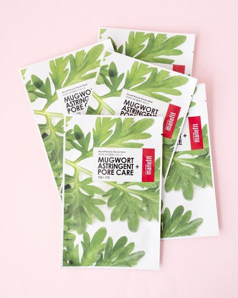 Premium Mugwort Sheet Mask Set for Glowing Skin - Korean Beauty Skincare for Acne & Pore Care - Perfect for Spa Night & Self-Care Routine