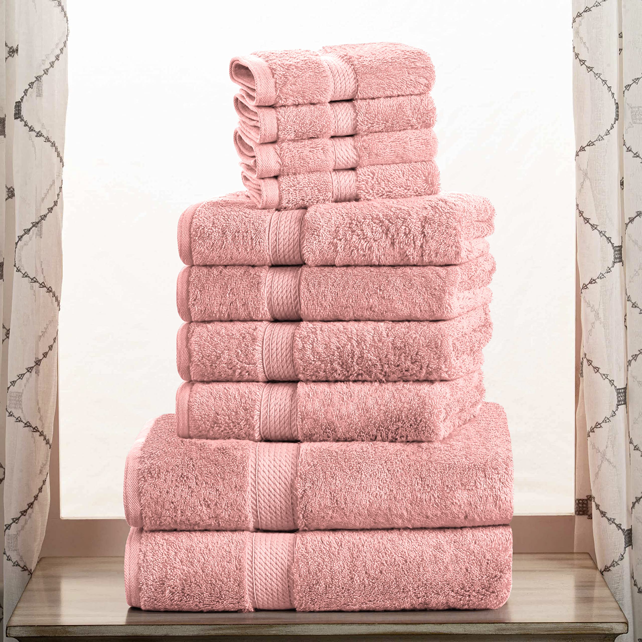 BLUENILEMILLS Premium 10-Piece Egyptian Cotton Towel Set - Soft Bath & Shower Towels (30