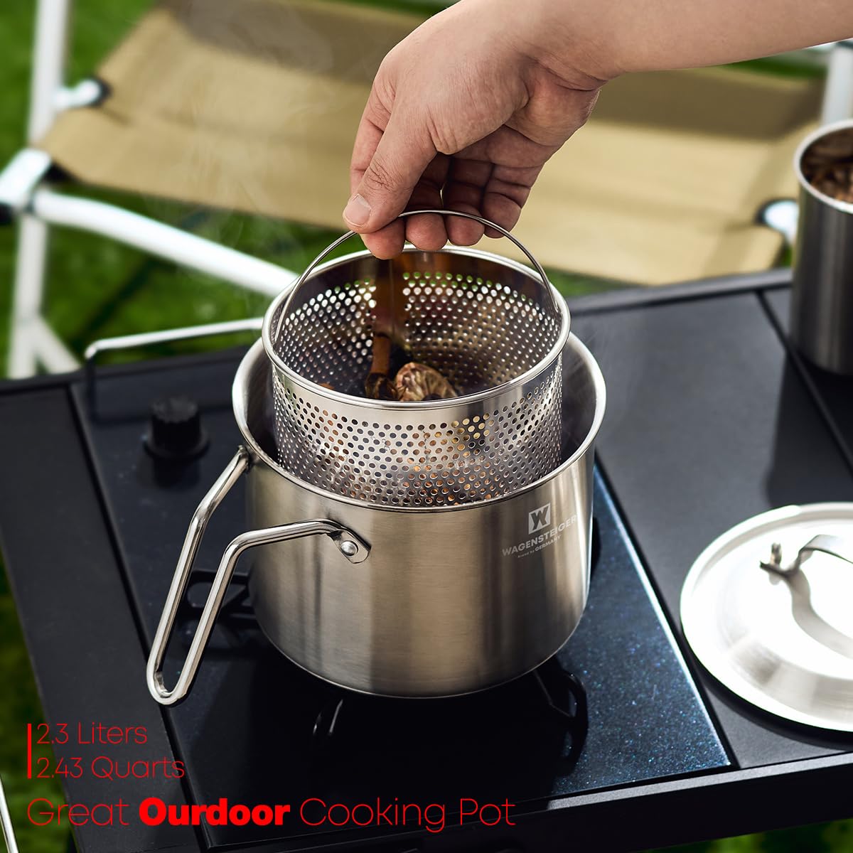 Premium Stainless Steel Steamer Pot with Perforated Basket - 2.3L (2.43Qt) Egg & Vegetable Cooker for Stovetop - Perfect for Pasta, Dumplings & Healthy Meals - Ideal for Singles, Couples & Small Families - Compact Kitchen Essential for Steam Cooking & Meal Prep