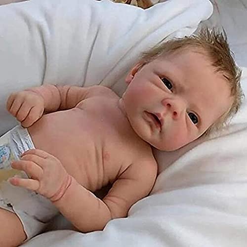 EURORA 18 Inch Reborn Baby Doll Boy - Vinyl Silicone Body with Clothes & Bottle - Perfect Gift for Kids 3+