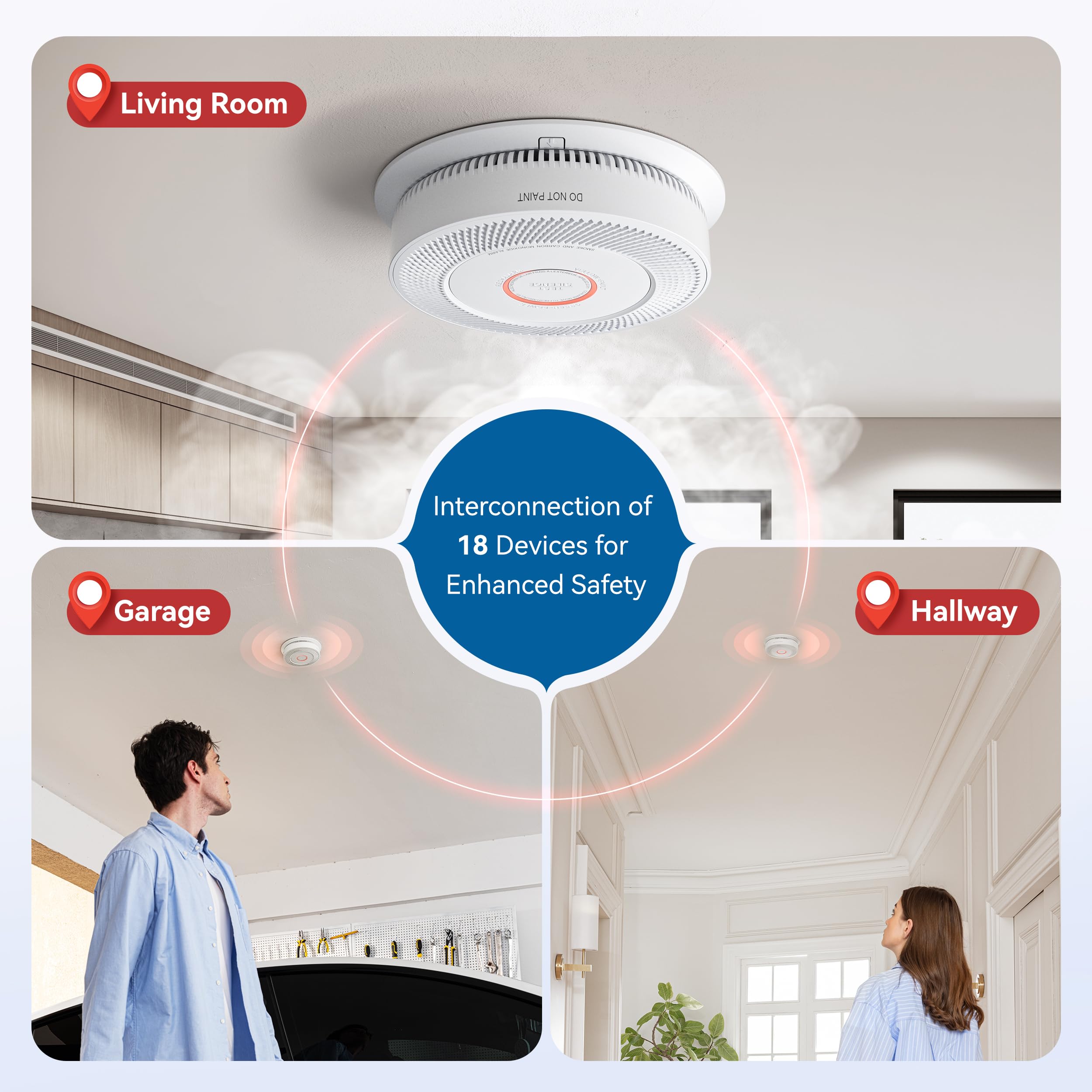 SITERWELL Hardwired Interconnected Smoke and Carbon Monoxide Detector with Voice Alert - 10 Year Battery Life, 2 AA Backup - Ideal for Home, Office & Apartment Safety (1 Pack)