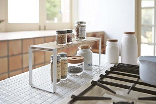 Yamazaki Home Kitchen Rack - Countertop Storage Shelf Organizer with Steel Frame & Wooden Shelves | Space-Saving Solution for Spices, Utensils & Small Appliances