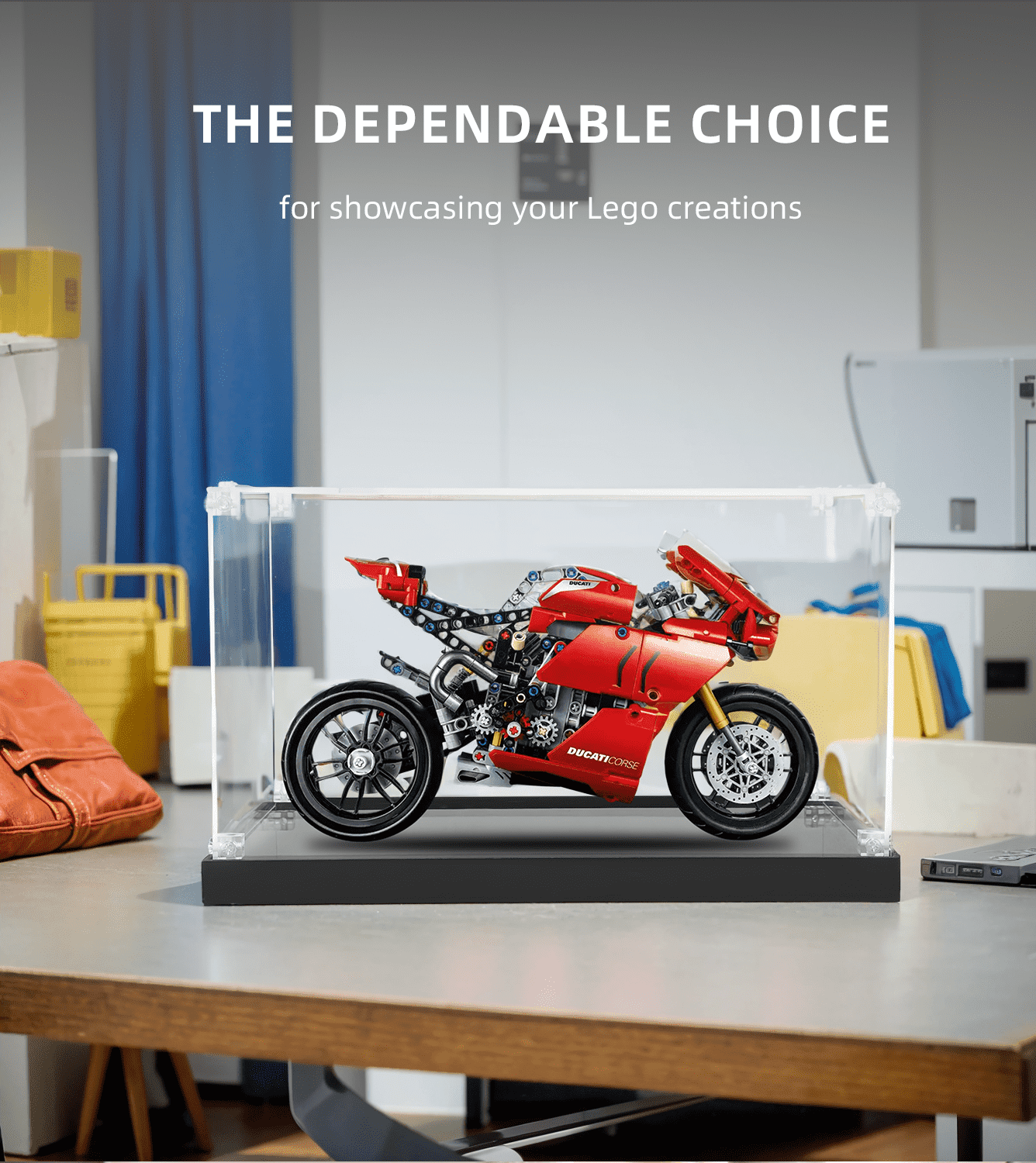 LEGO Technic Ducati Panigale V4 R 42107 Display Case - Premium Acrylic Showcase for Motorcycle Model Collection - Perfect for Home Decor, Office Display & Gift for LEGO Enthusiasts