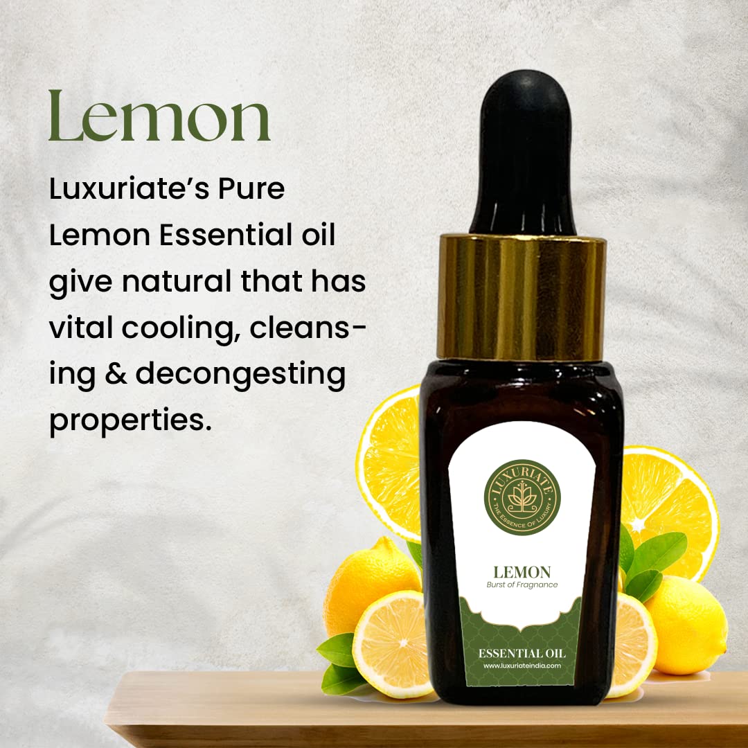100% Pure Natural Lemon Essential Oil for Hair Growth, Skin Care, Acne Treatment & Aromatherapy - 10ml Diffuser Oil for Home Fragrance, Relaxation & Stress Relief | Perfect for DIY Beauty, Massage & Spa