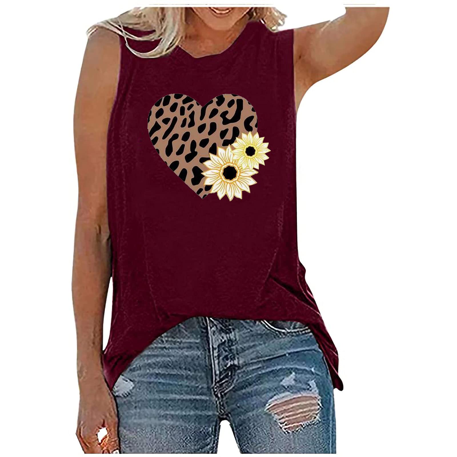 Women's Plus Size Sunflower Tank Tops - Sexy Casual Summer Tops for Women | Perfect for Beach Outings, Music Festivals & Summer Vacations