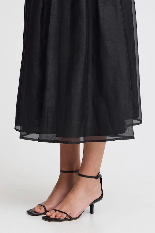 Stylish Meko Midi Skirt for Women - Classic Black Flowy Skirt | Perfect for Office, Date Night & Casual Outfits | Comfortable & Fashionable