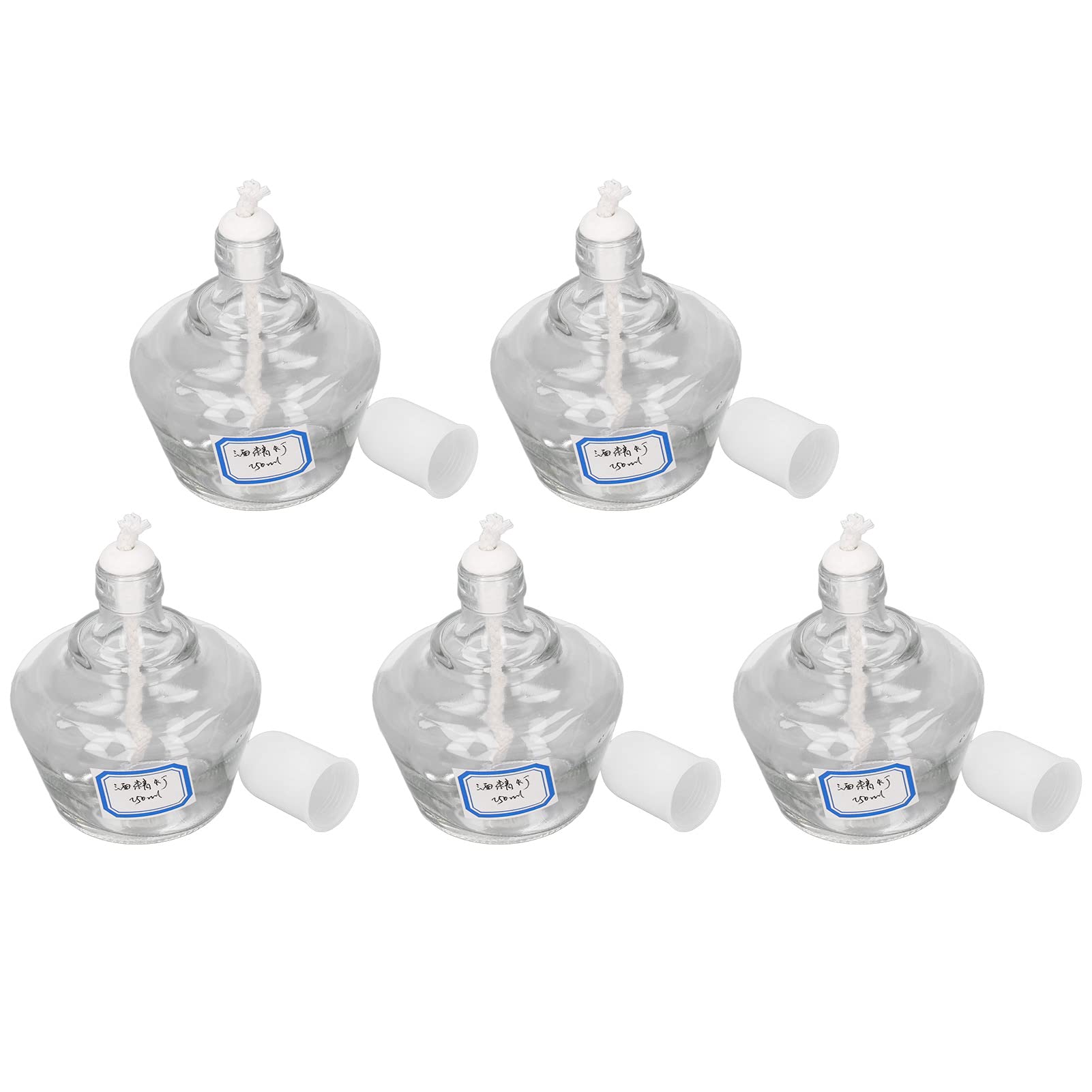 5PCS 250mL Refillable Glass Alcohol Lamps - Laboratory Burner Bottles for Chemistry Experiments & Science Classrooms - Perfect for Bunsen Burner Alternatives, School Labs, and DIY Science Projects