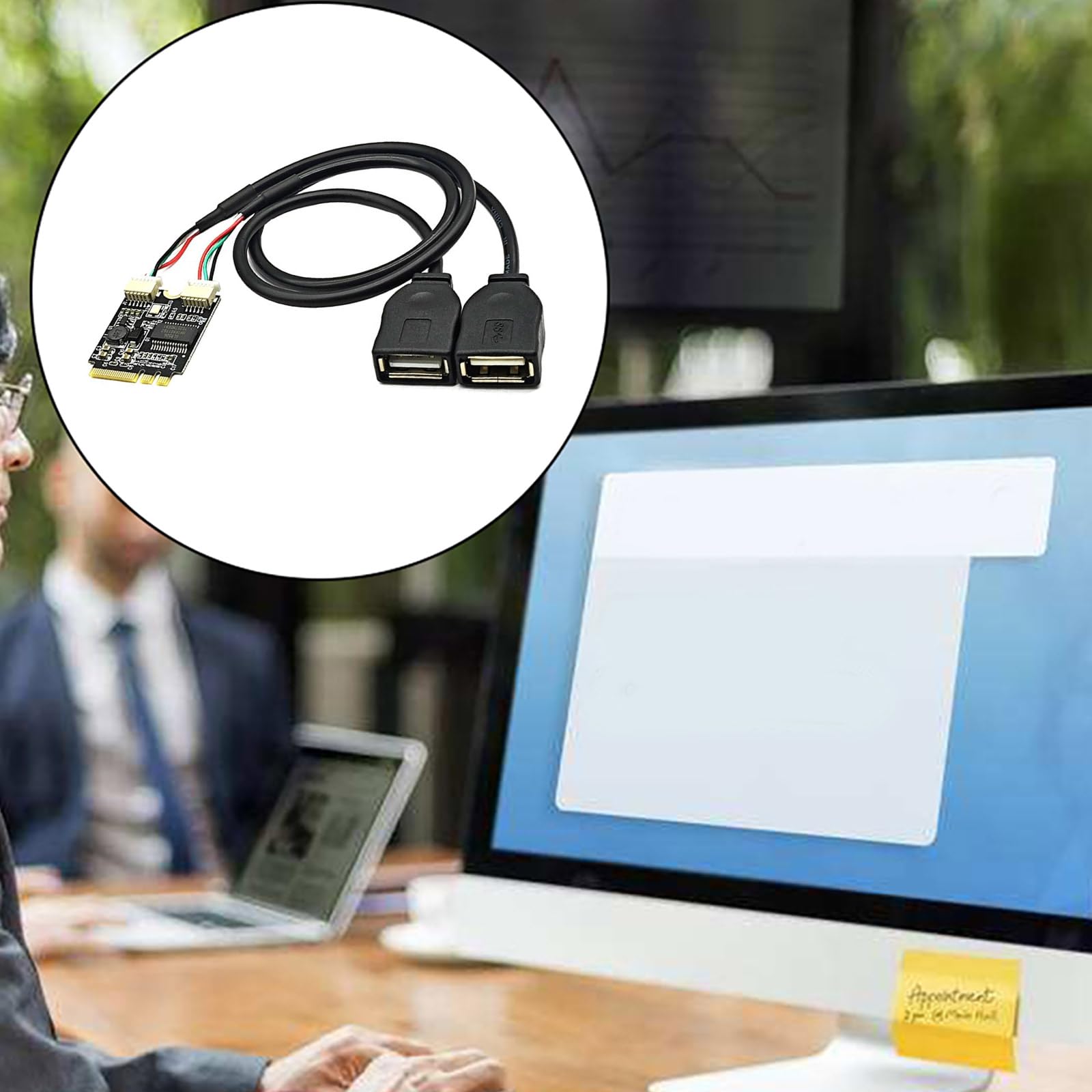 WiFi Key A to USB Adapter Card - Dual USB 2.0 Expansion Card for Laptop Motherboard | Upgrade Connectivity for Gaming, Streaming & Workstations