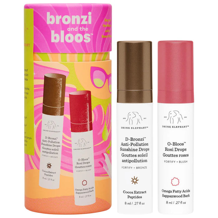 Drunk Elephant Bronzi + Bloos Color Serum Duo - Set with Bronzer & Blush for a Natural Glow | Perfect for Everyday Makeup & Special Occasions