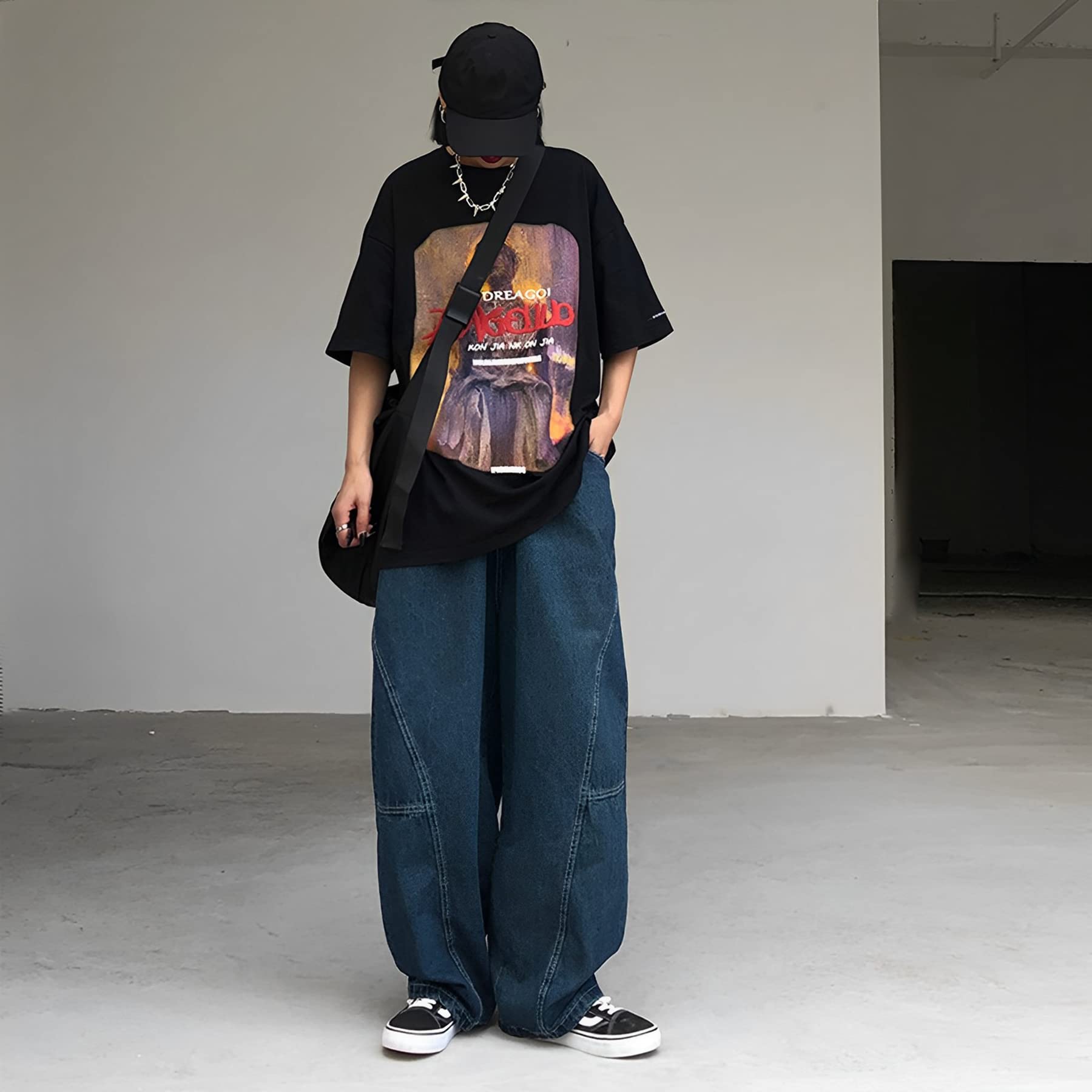 Y2K Vintage Baggy Jeans for Women - High Street Boyfriend Pants, Wide Leg Hiphop Denim Trousers | Casual Streetwear Fashion | Perfect for Concerts, Parties & Everyday Wear