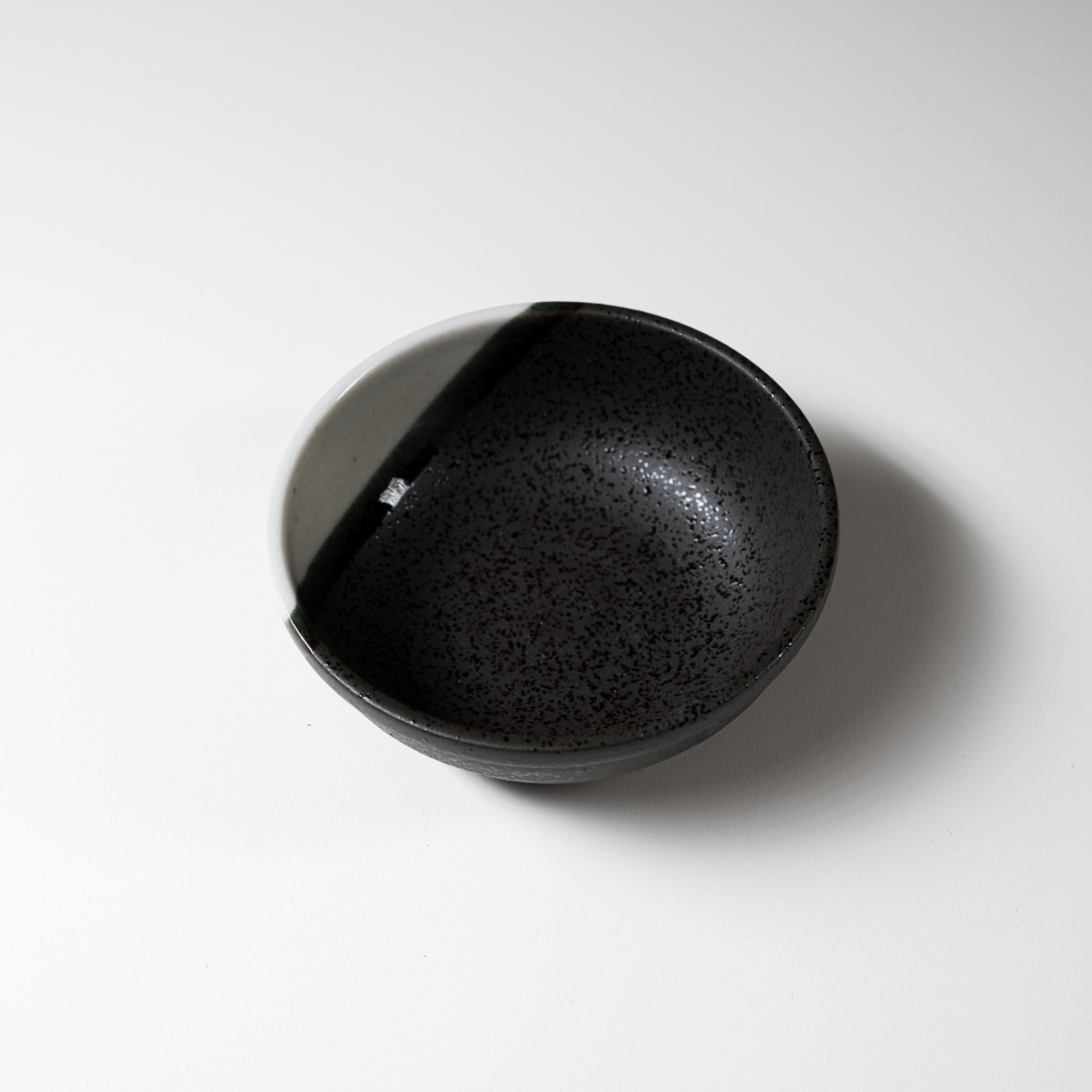 Handcrafted Mino Ware Black and White Side Dish Bowl - 9cm Ceramic Japanese Rice Bowl for Sushi, Soy Sauce, and Small Appetizers | Authentic Japanese Dining Experience