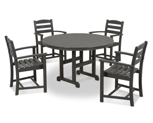 Polywood Black La Casa Cafe 5-Piece Outdoor Dining Set - Durable & Weather-Resistant for Patio, Garden, or Backyard
