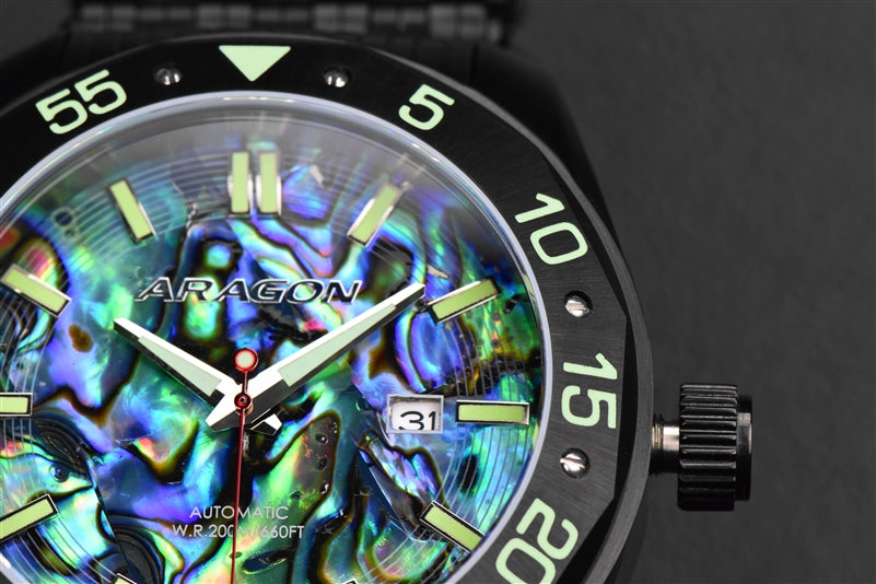 ARAGON Automatic Watch 50mm Black Dial Stainless Steel Band - Perfect for Men's Fashion, Business, and Casual Wear