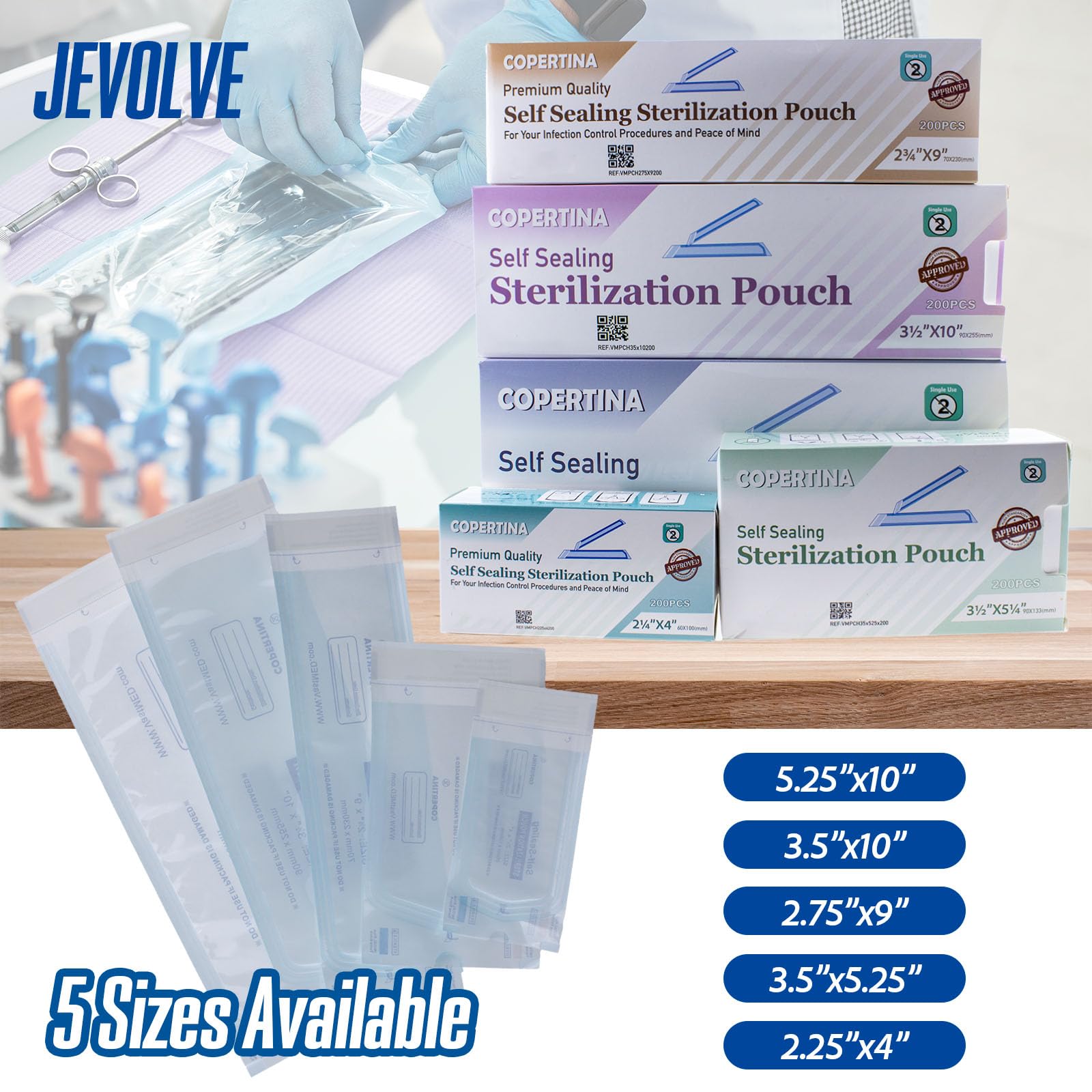 200 Pack Self Seal Sterilization Pouches 2.25