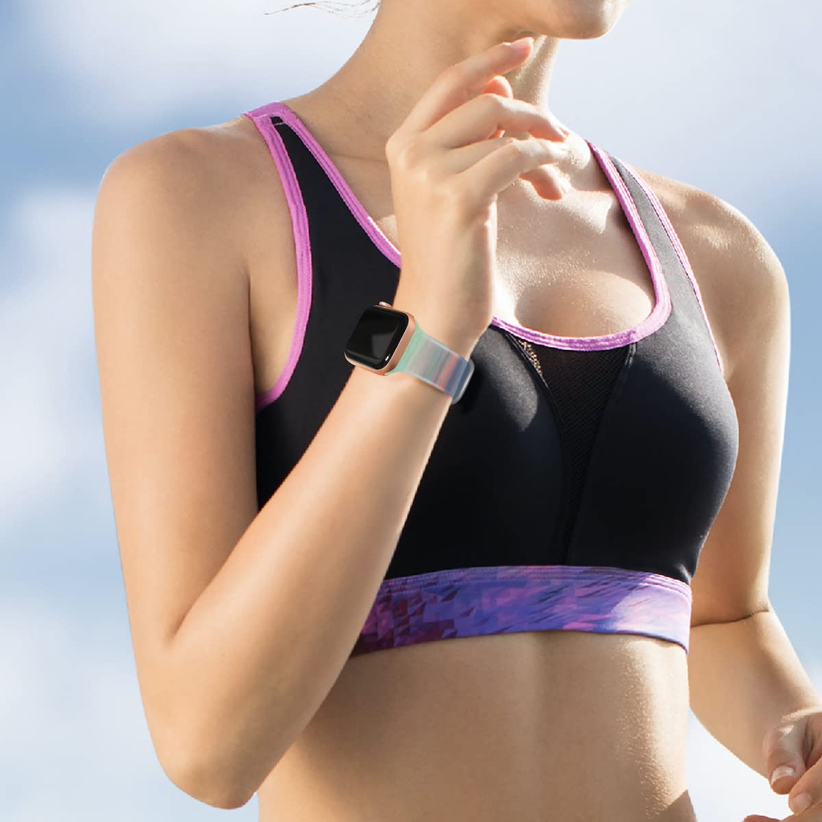 Clear Silicone Apple Watch Bands 38mm 40mm 41mm 42mm 44mm 45mm - Compatible with iWatch SE & Series 8/7/6/5/4/3/2/1 - Fade-Resistant Printed Pattern Strap for Women & Men - Perfect for Workouts, Swimming & Everyday Wear