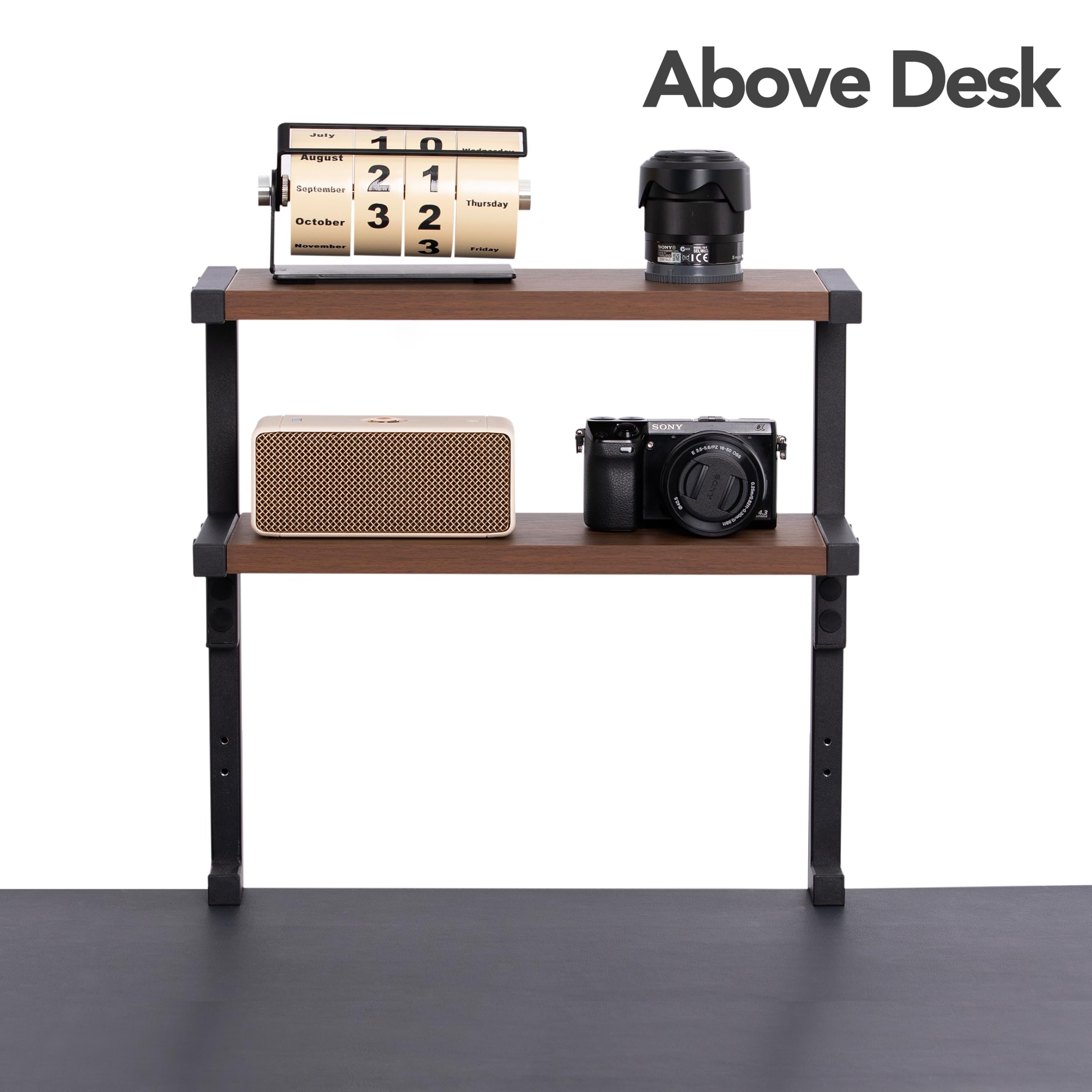 2-Tier Clamp On Desk Shelf Organizer - 15.7x5.9 Inch Under Desk Storage Tray | Space Saving Workspace Solution for Office & Home | Perfect for Laptop Stand, Monitor Riser or Desk Organization