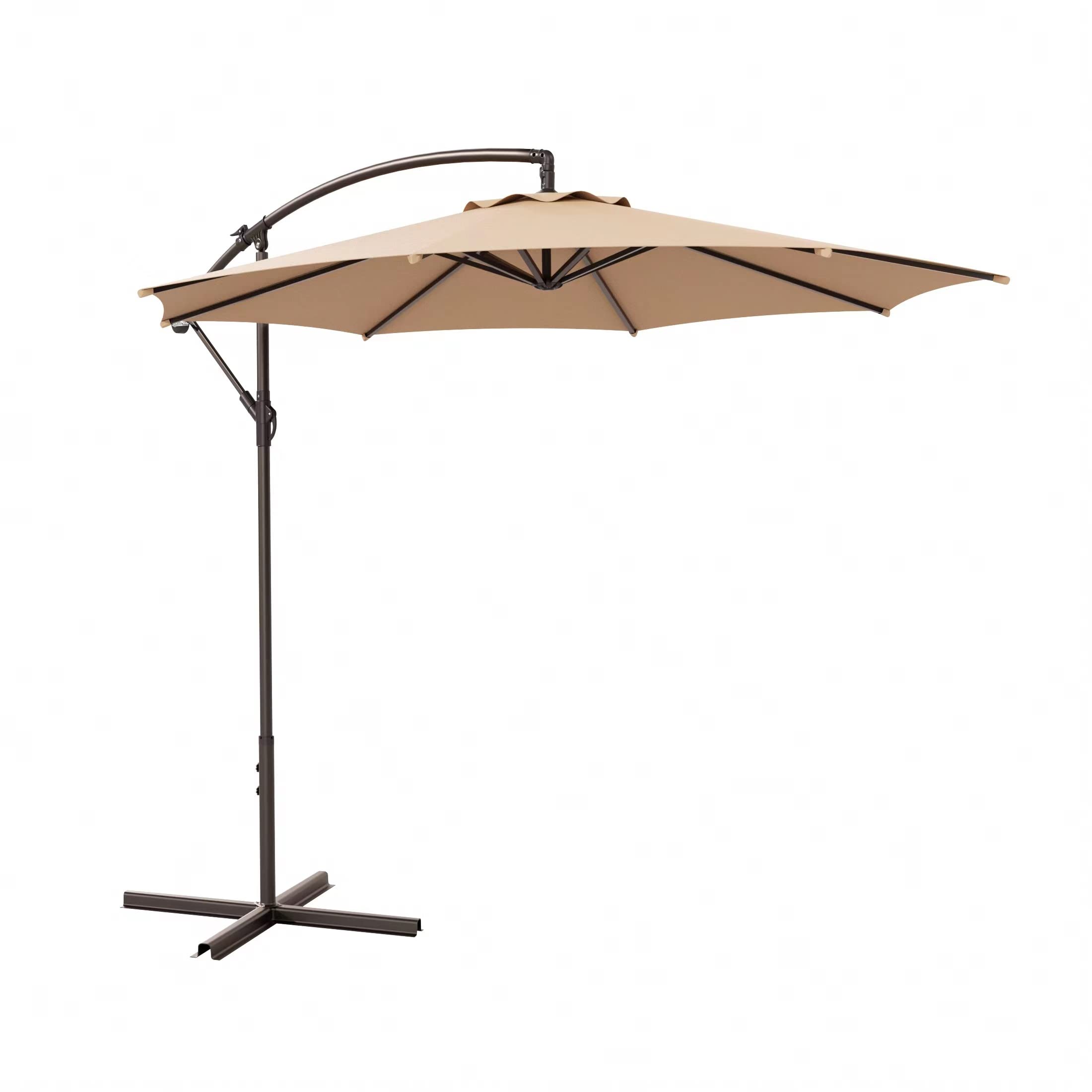 10ft Outdoor Patio Cantilever Umbrella with Stand - 2 Piece Hanging Shade Kit for Backyard, Poolside & Garden Relaxation | WO Home Furniture