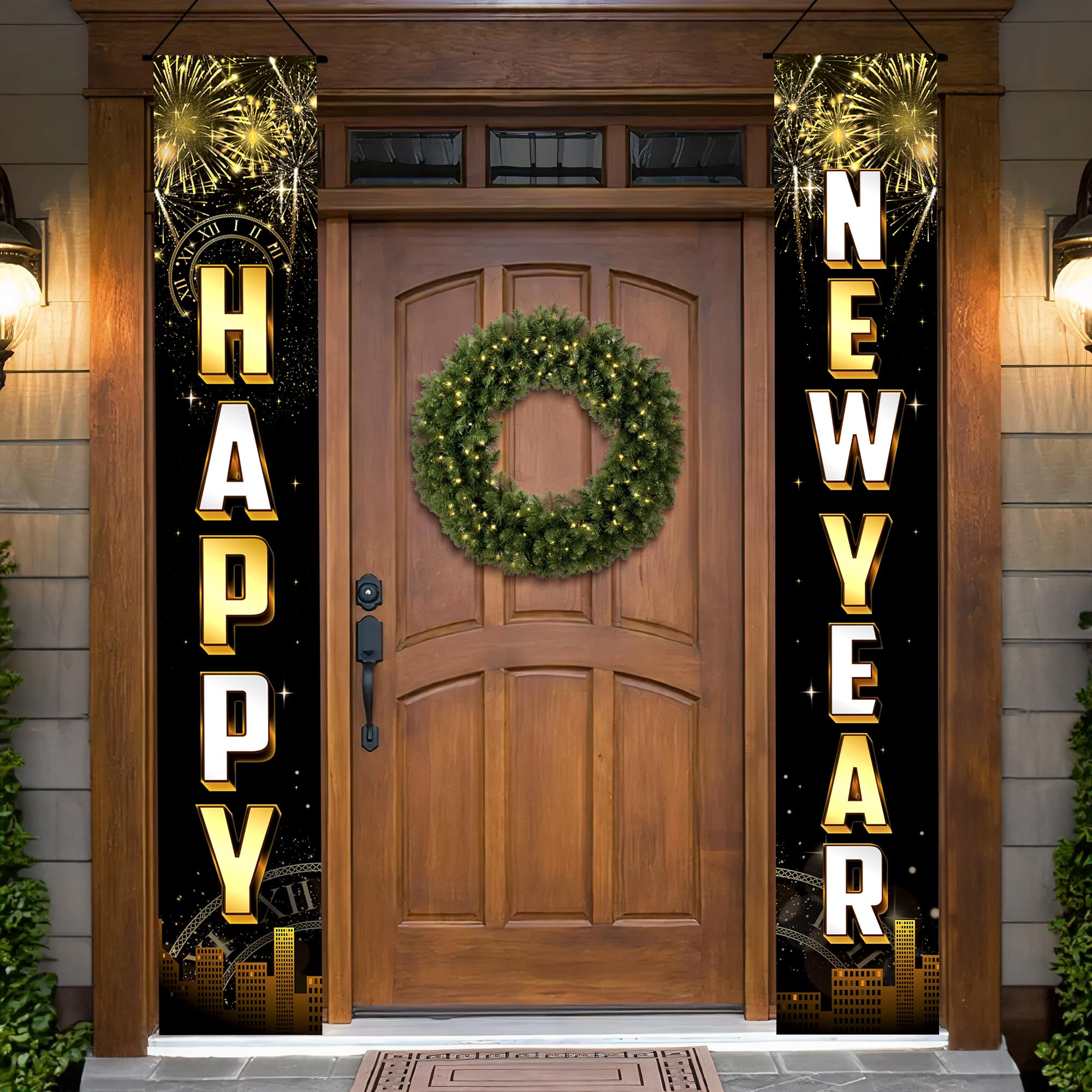 KatchOn 72x12 Inch Happy New Year Door Banner 2025 - NYE Party Decorations, New Year's Eve Decor, Holiday Home Decoration for Doors & Walls - Perfect for Christmas, New Year's Eve & Winter Celebrations