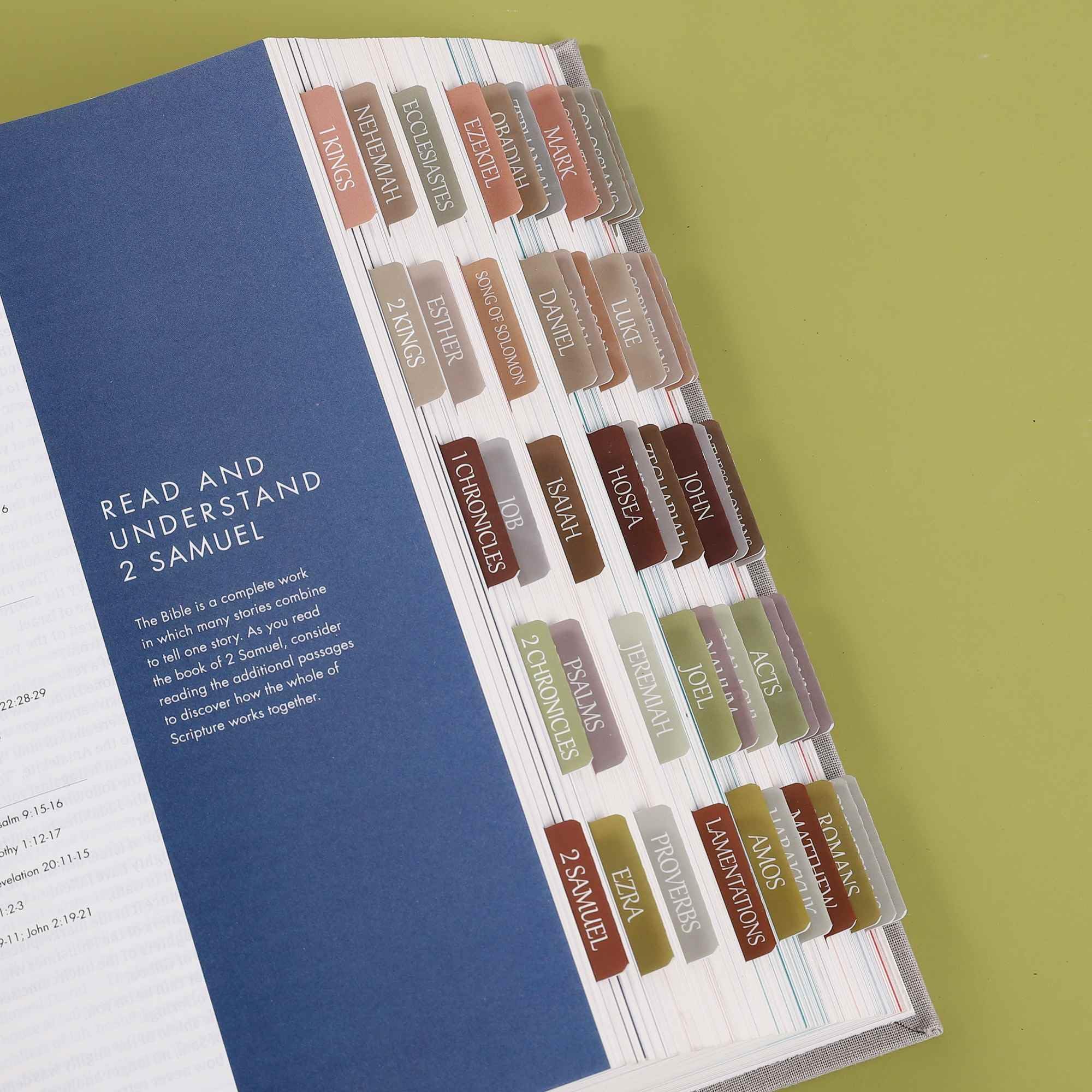 Laminated Bible Tabs - Large Print Repositionable Stickers for Easy Reading | Durable Bible Index Tabs for Men & Women | Earth Tone Colors | Perfect for Bible Study, Church & Personal Devotion