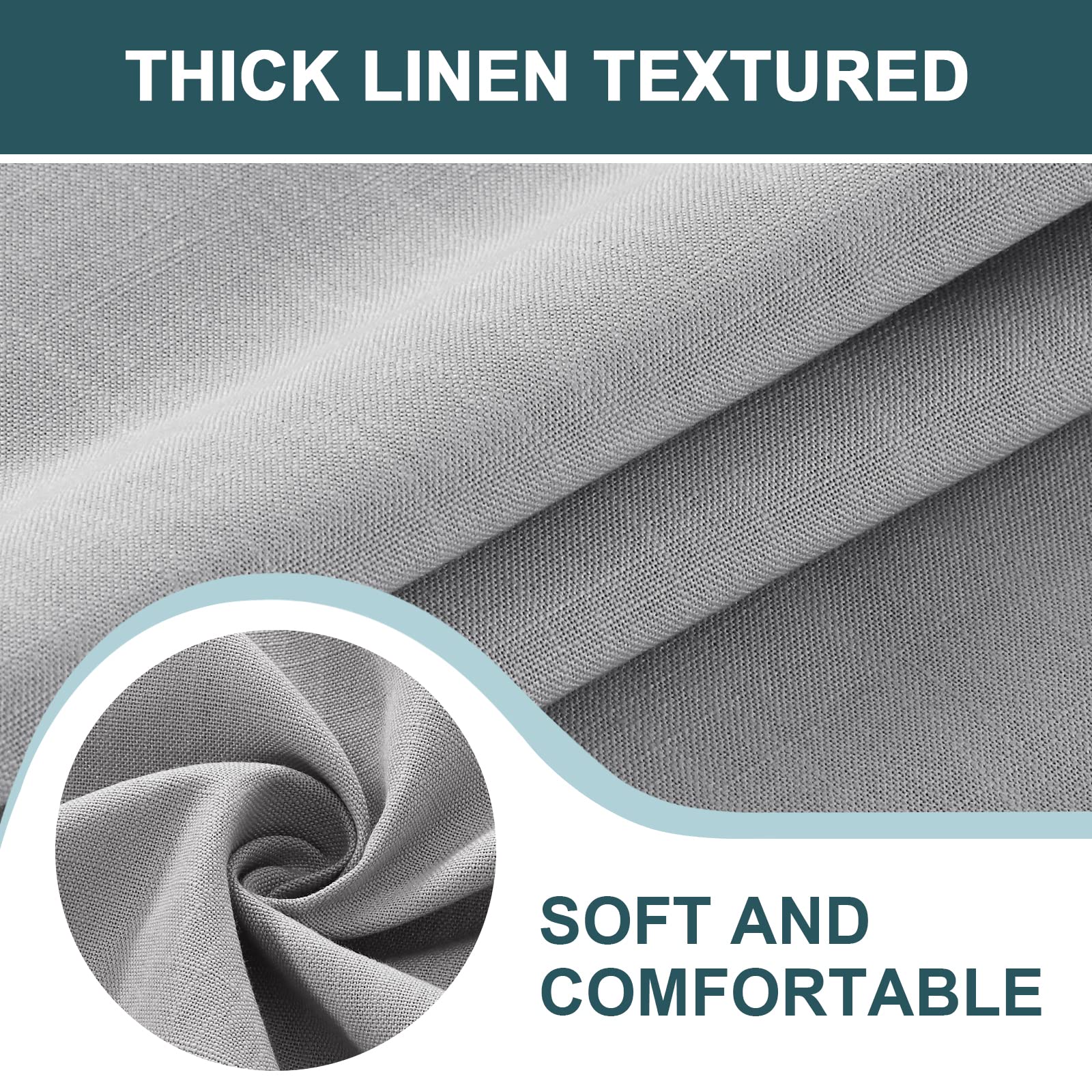 FantasDecor 60 Inch Round Table Cloth - Wrinkle Resistant, Waterproof, Washable Linen Fabric Cover for Kitchen, Dining Room, Outdoor Use, Grey - Perfect for Parties, Picnics, and Everyday Dining