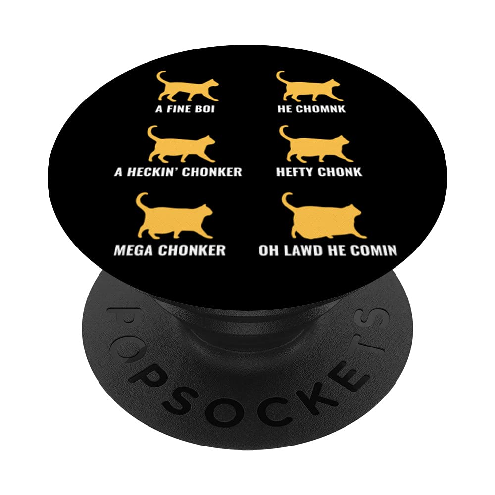 Funny Cat Meme PopSocket - Swappable PopGrip with Chonk Cat Evolution Chart | Perfect Gift for Cat Lovers | Use on Phones, Tablets & Laptops