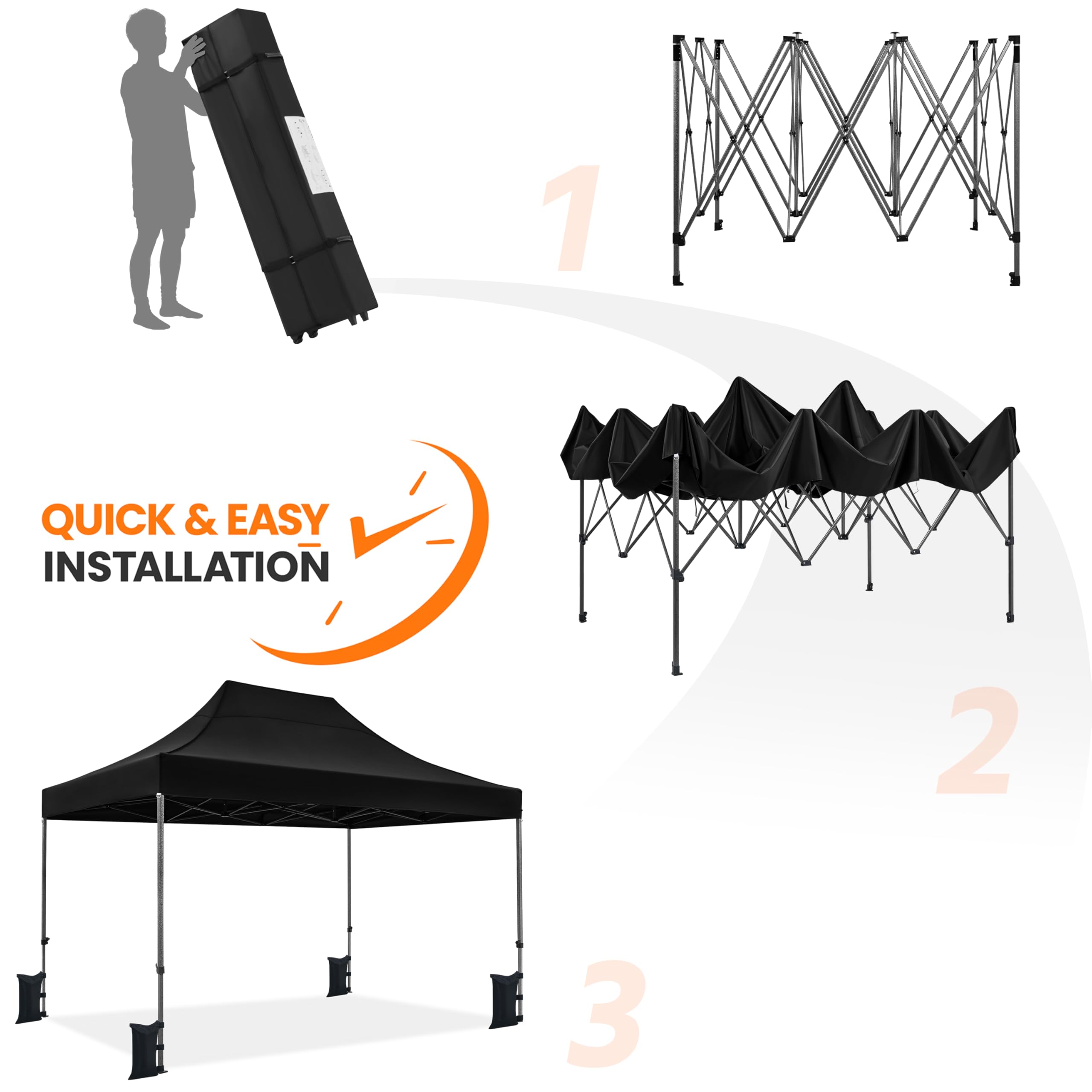 Yaheetech 10x15 Heavy Duty Commercial Pop Up Canopy Tent - Instant Outdoor Shelter with Adjustable Height, Wheeled Carry Bag, 4 Sandbags & 8 Stakes - Perfect for Backyard Parties, Farmers Markets, Camping & Outdoor Events (Black)
