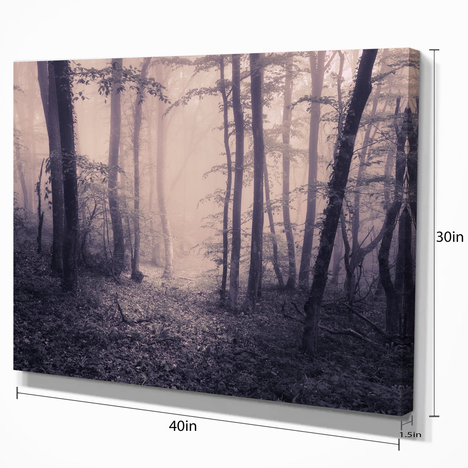Spring Forest in Fog Landscape Photo Canvas Art Print - Nature Wall Decor for Living Room, Bedroom & Office - Perfect for Home & Office Decor