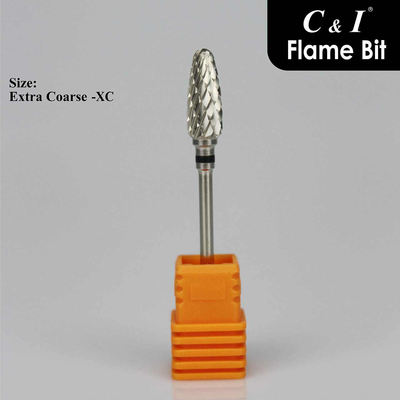 Professional C&I Flame Bit Carbide Nail Drill - Extra Coarse (XC) Silver Tip for Electric Manicure Machines | Perfect for Nail Art, Acrylics & Gel Extensions | Salon & Home Use