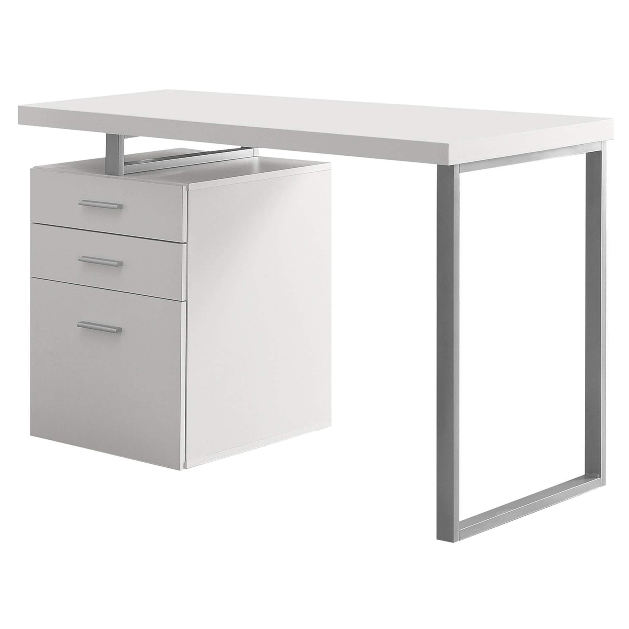 Ergonomic 48-Inch Computer Desk with Left or Right Facing Option - White Modern Home Office Desk for Work, Study & Gaming