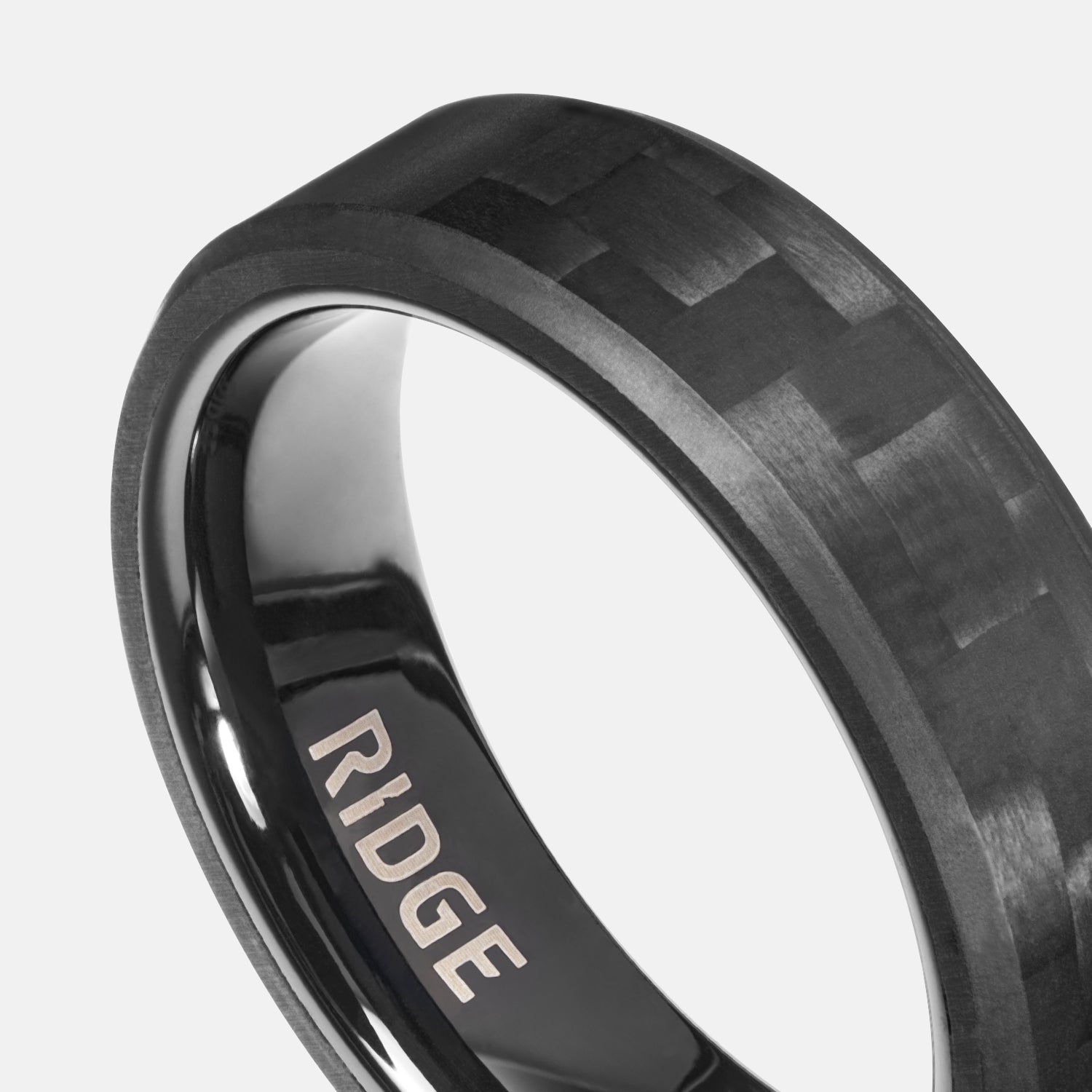 Ridge 6mm Beveled Carbon Fiber 3K Ring Set for Men - Durable & Lightweight Wedding Band, Anniversary Gift, Everyday Wear