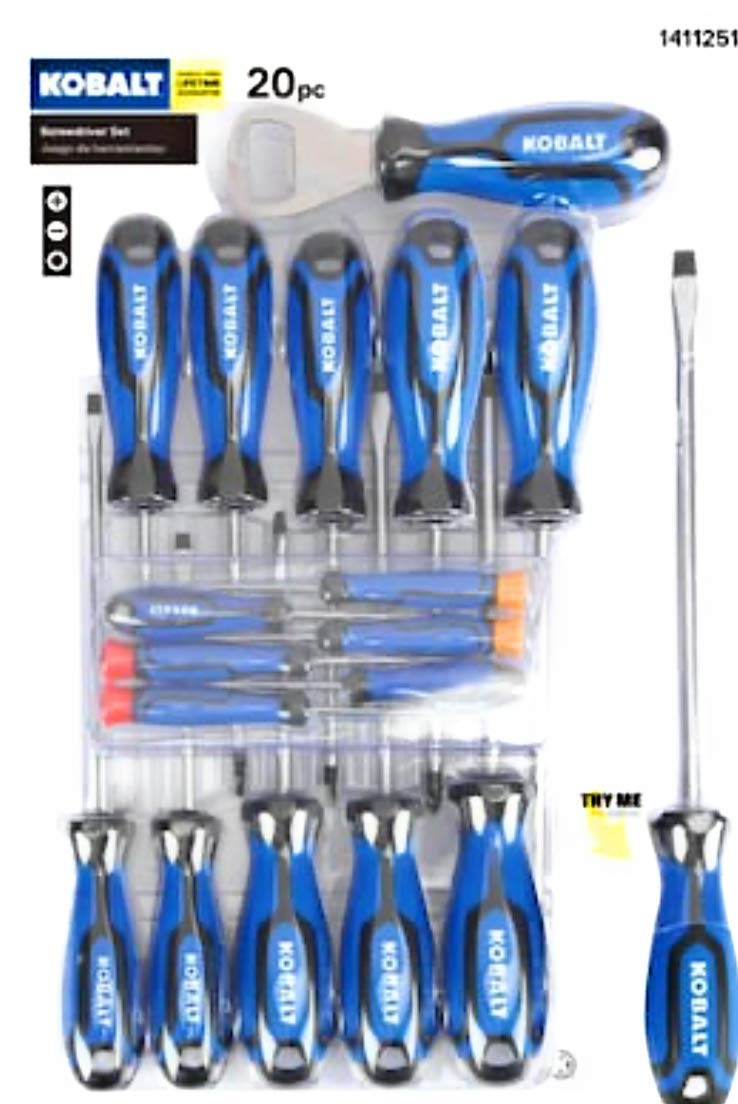 Kobalt 20-Piece Magnetic Screwdriver Set with Comfortable Plastic Handle - Perfect for DIY Home Repairs, Furniture Assembly & Automotive Maintenance