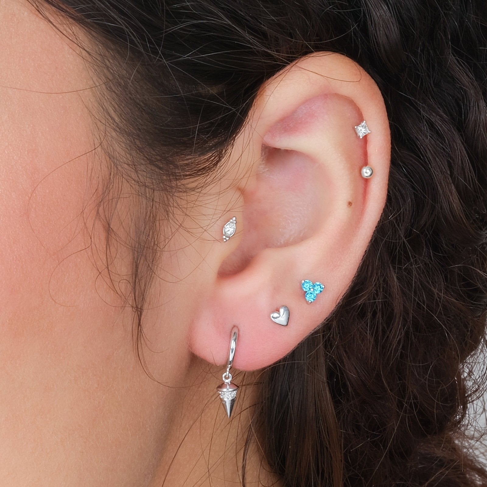 14K White Gold Beaded Marquise Diamond Evil Eye Stud Earrings for Women - Protection Jewelry for Everyday Wear & Gifting