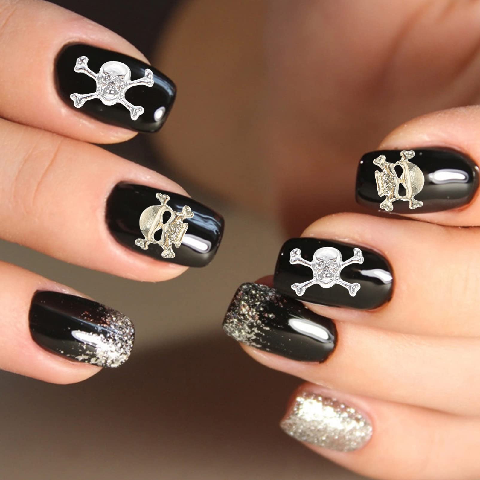 Minkissy 3 Sets Halloween Nail Charms - Skull Beads Nail Art Decorations, Skeleton Nail Jewelry Kit with 90pcs (30pcs*3) for DIY Nail Designs - Perfect for Halloween Parties, Costume Nails & Gothic Nail Art