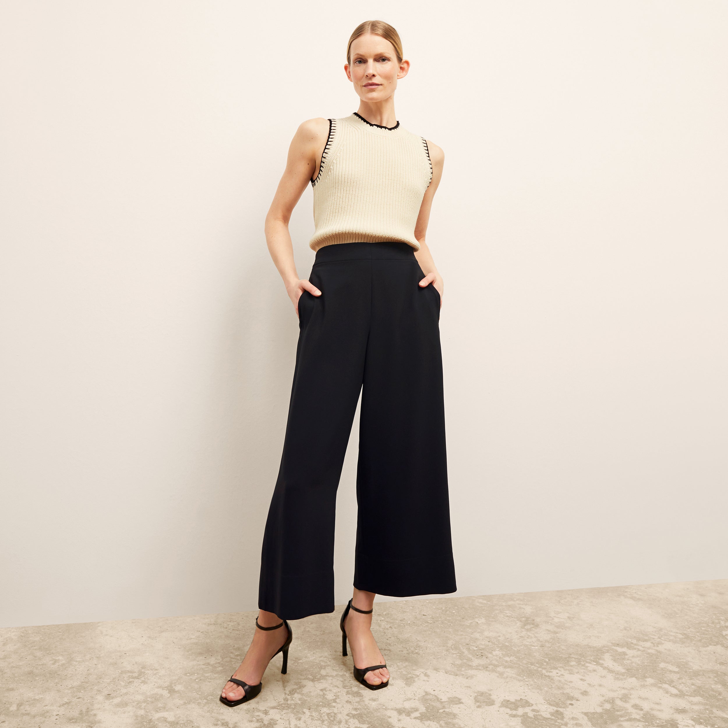 Elena Travel Culotte Pants - Everyday Crepe Fabric in Black | Comfortable Stretch Women's Trousers for Work, Travel & Casual Wear