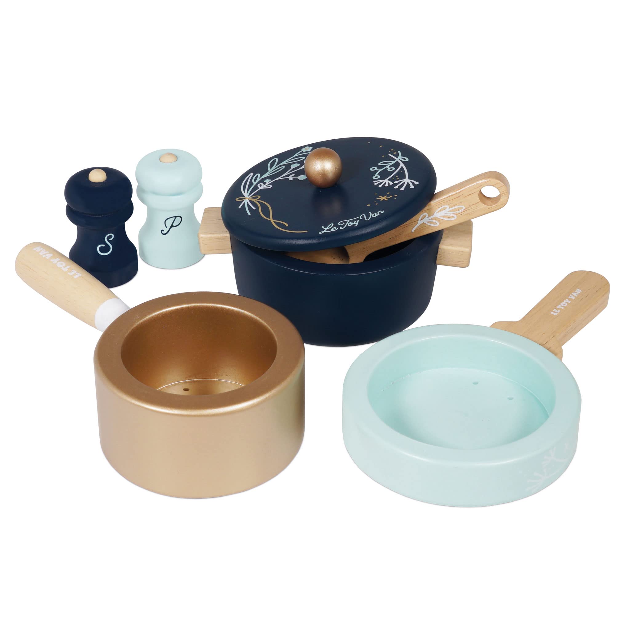 Le Toy Van Honeybake Wooden Pretend Kitchen Set - Educational Cooking Play Toy with Pots & Pans | Kids Role Play Kitchen Accessories (TV301) | Perfect for Imaginative Play & Early Learning Development
