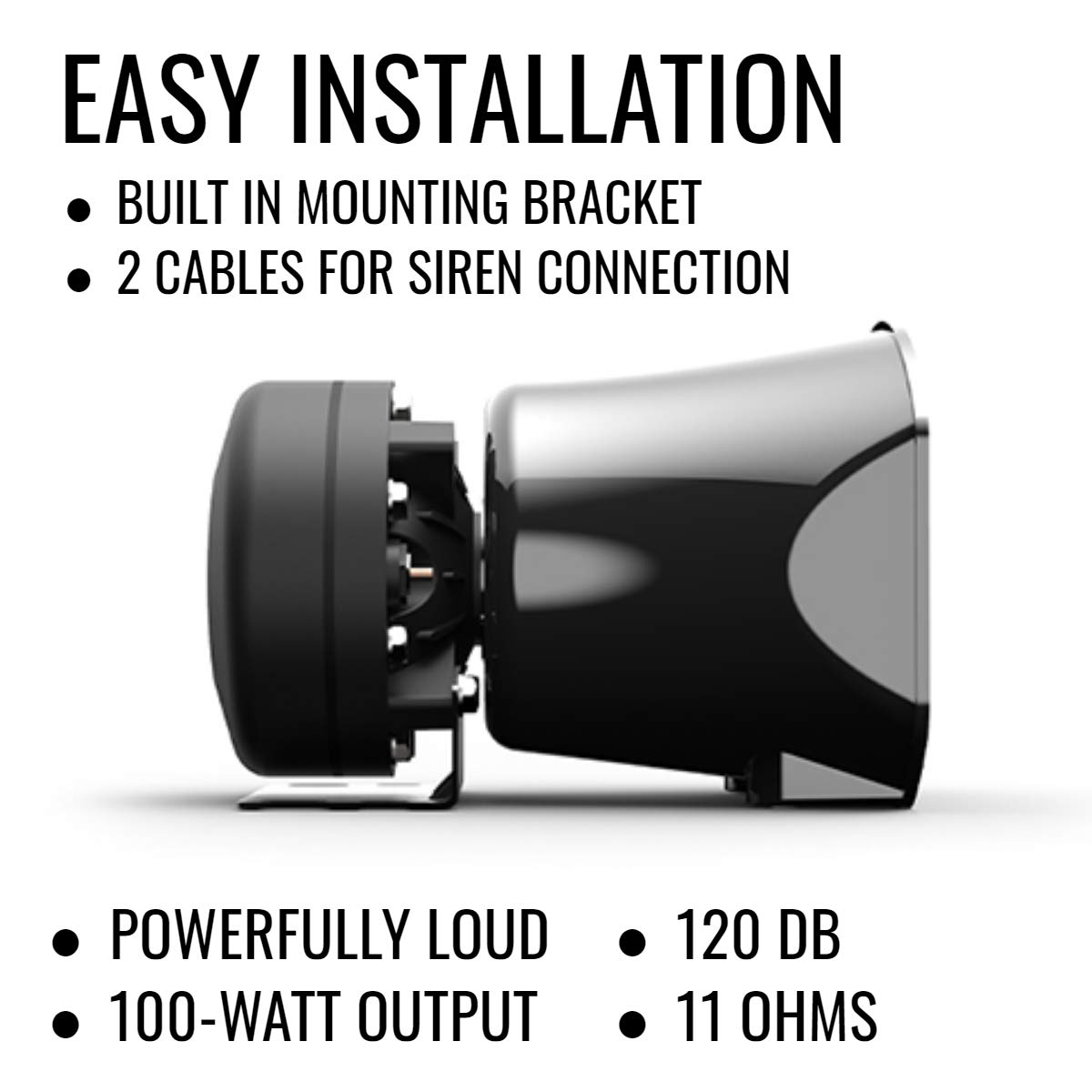 SpeedTech 100W Emergency Vehicle Siren Speaker - High Performance Hazard Warning System for Police Cars, Fire Trucks & Ambulances - Compact Black Cone Speaker for Public Safety & Emergency Response Scenarios