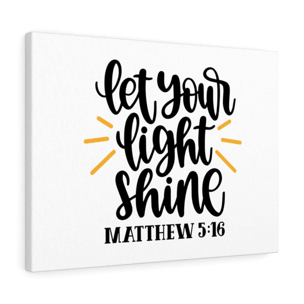 Christian Wall Art with Bible Verse - Matthew 5:16 Scripture Light Shine Print - Ready to Hang Inspirational Home Decor for Living Room, Bedroom & Church