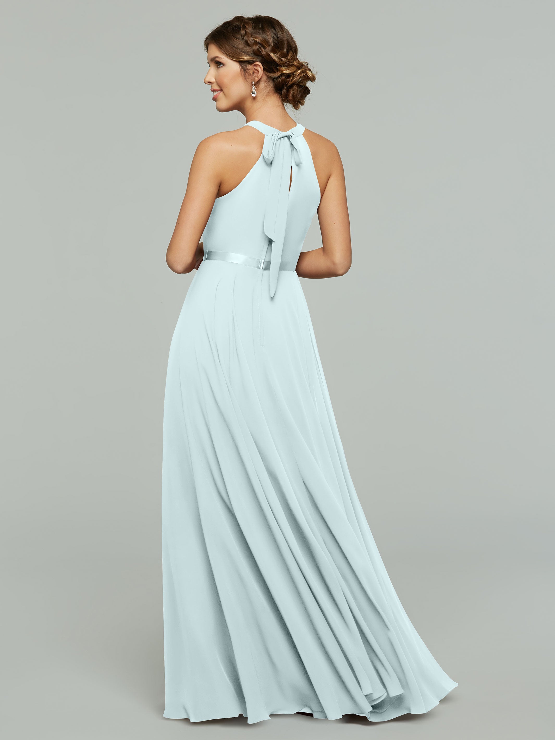 Elegant A-Line Chiffon Bridesmaid Dress with Halter Neckline - Perfect for Weddings, Prom & Formal Events | Style #80038